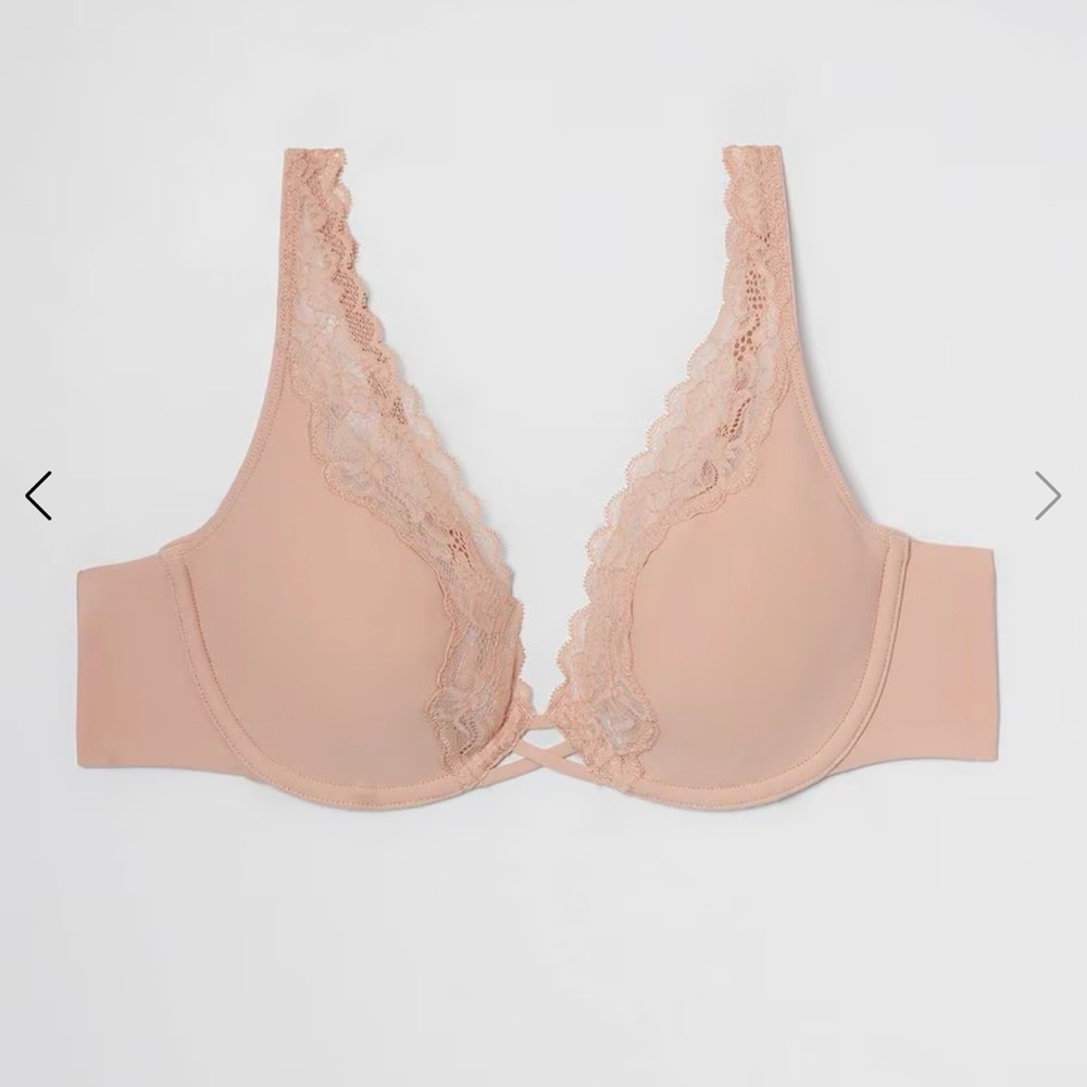 Soma Essentials Plunge Unlined Bra w/ Lace Trim